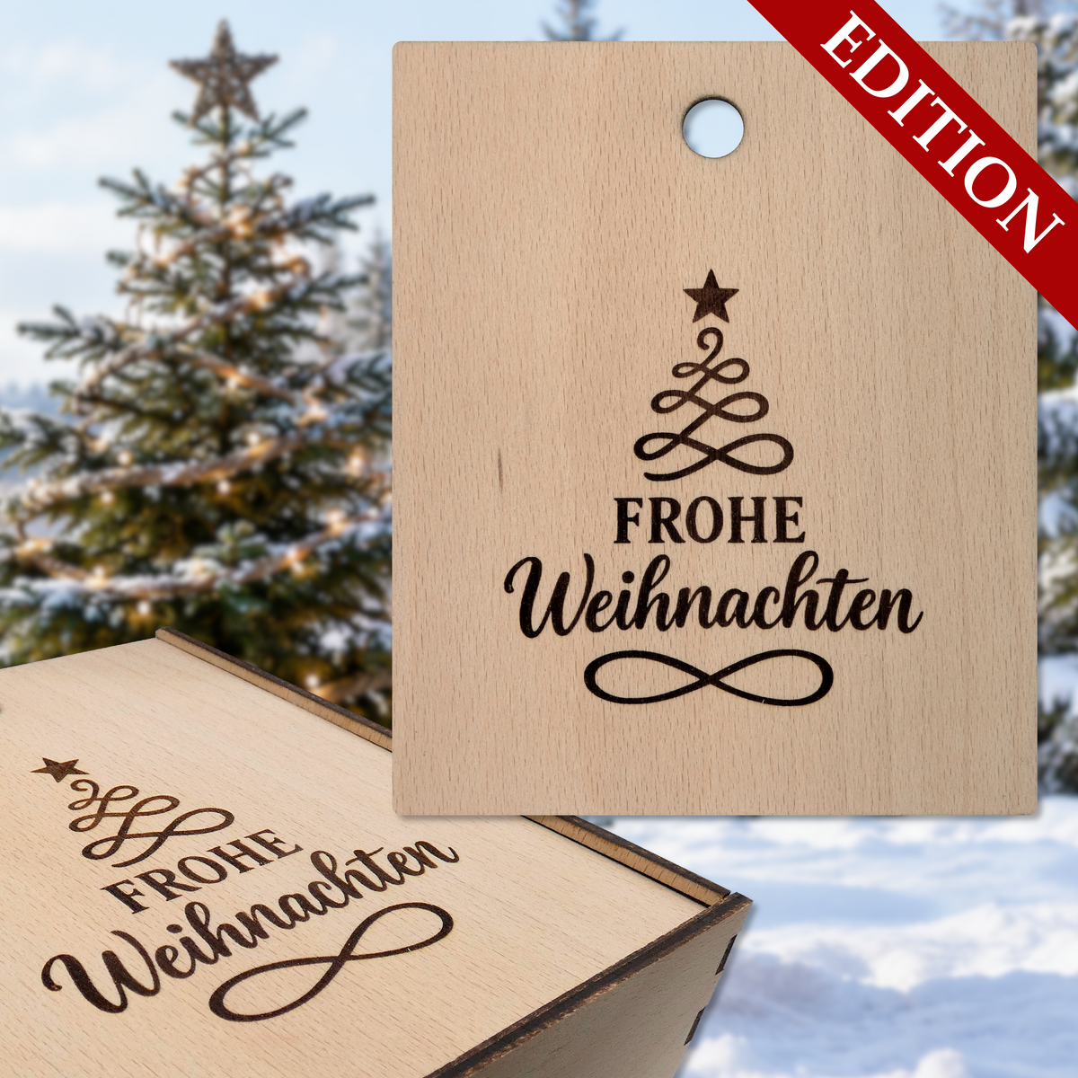 Deckel mit Weihnachtmotiv