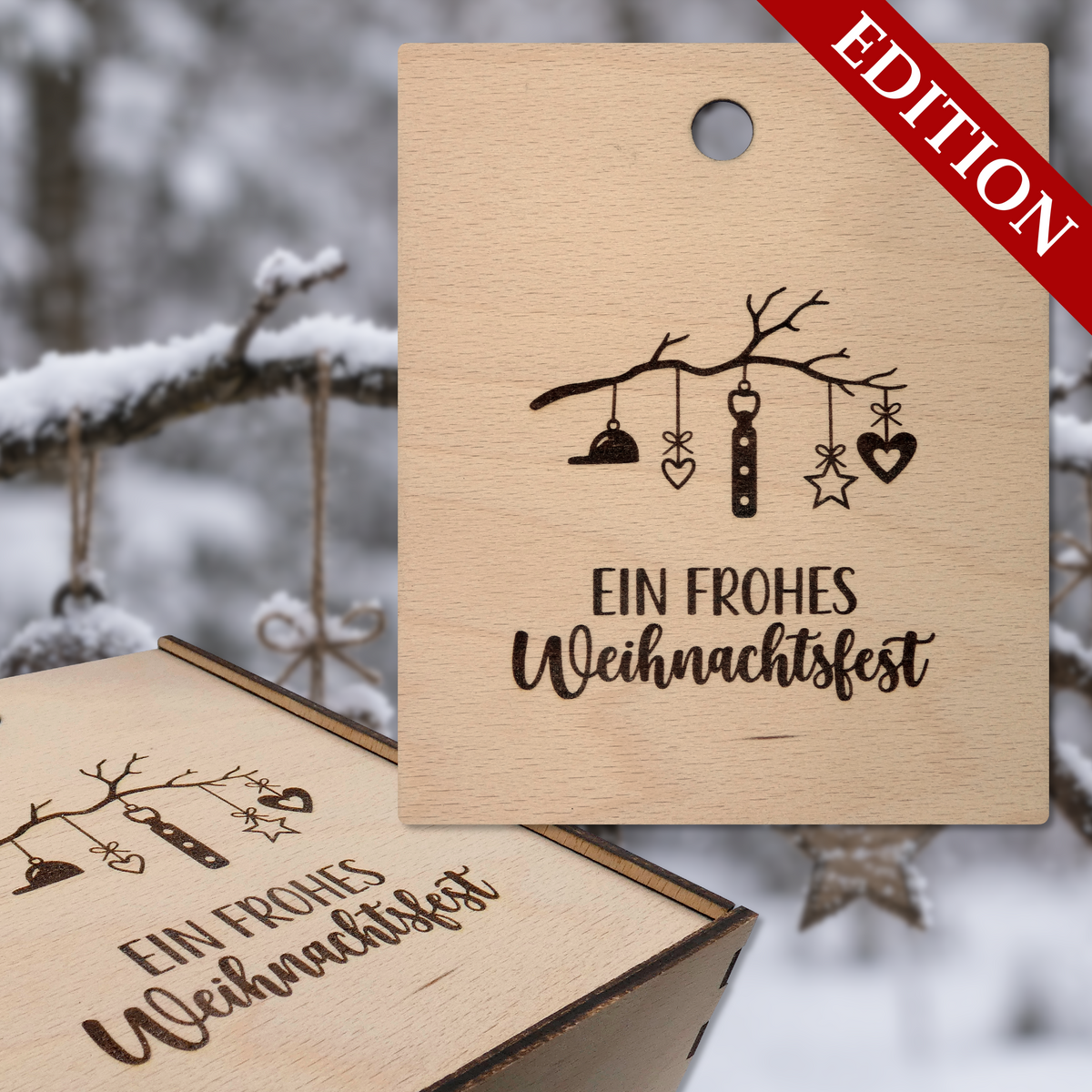 Deckel mit Weihnachtmotiv