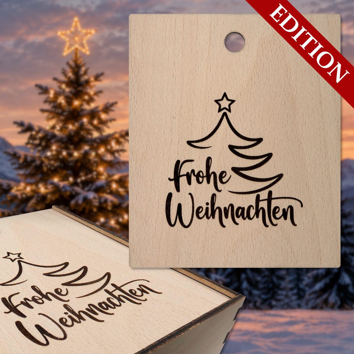 Deckel mit Weihnachtmotiv