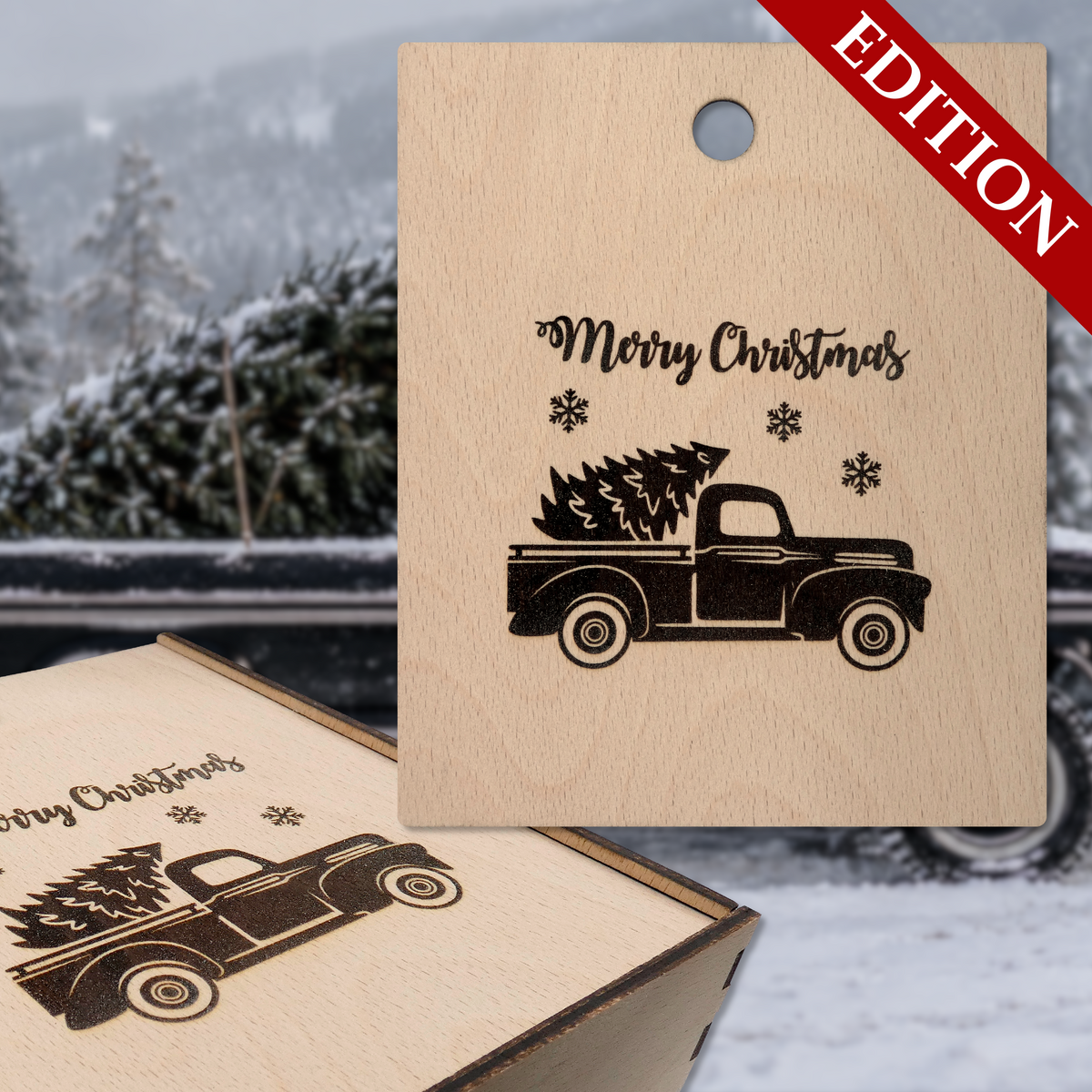 Deckel mit Weihnachtmotiv
