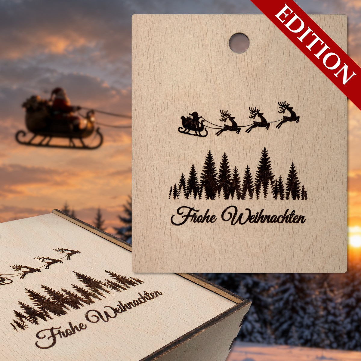 Deckel mit Weihnachtmotiv